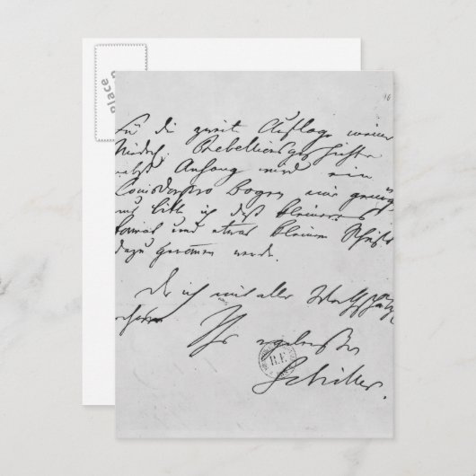 Carte Postale Page de texte avec sa signature (Devant / Derrière)