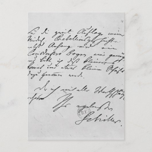 Carte Postale Page de texte avec sa signature (Devant)