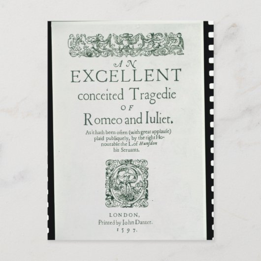 Carte Postale Page de titre de "Romeo and Juliet" (Devant)