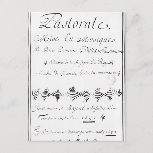 Carte Postale Page de titre du 'Pastorale' (Devant)