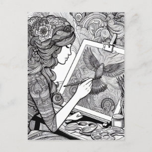 Carte Postale Pages de coloriage Enveloppement cadeau pour color