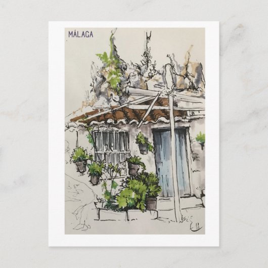 Carte Postale Pages Skethchbook. Málaga. Marques (Devant)