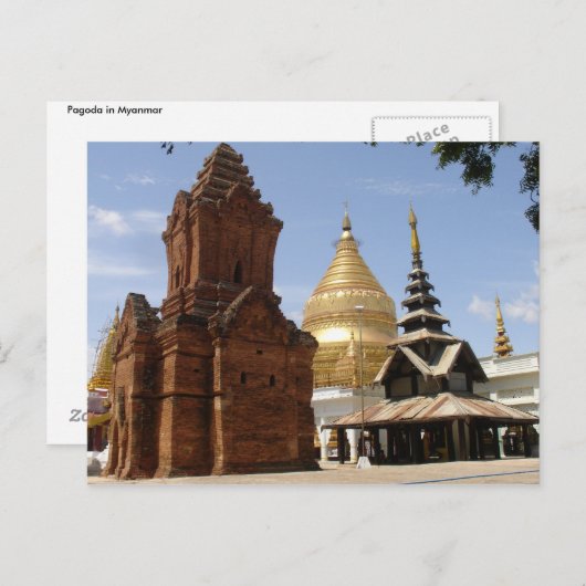 Carte Postale Pagode au Myanmar (Devant / Derrière)