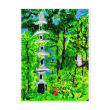 Pagode dans le paysage luxuriant de printemps cart