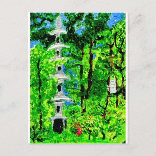 Carte Postale Pagode dans le paysage luxuriant de printemps cart (Devant)