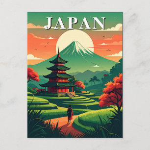 Carte Postale Pagode de voyage vintage du Japon et mont Fuji