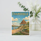 Carte Postale Pagode du front de rivière d'Evansville Indiana Ge (Debout devant)