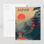 Carte Postale Pagode japonaise vintage (Devant / Derrière)