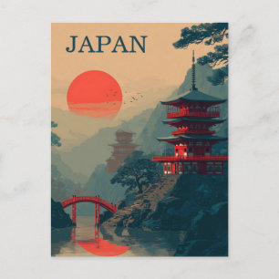 Carte Postale Pagode japonaise vintage