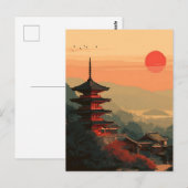 Carte Postale Pagode japonaise vintage (Devant / Derrière)