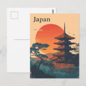 Carte Postale Pagode japonaise vintage (Devant / Derrière)