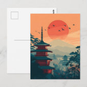 Carte Postale Pagode japonaise vintage (Devant / Derrière)