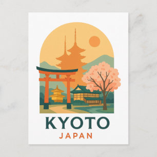 Carte Postale Pagode minimaliste de voyage à Kyoto au Japon vint