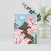 Carte Postale Pagode Parmi Les Fleurs De Cerisiers (Debout devant)