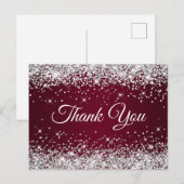 Carte Postale Pailleté Argenté Burgundy Merci (Devant / Derrière)