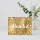 Carte Postale Pailleté Or Cœurs Mignons Merci pour mes 16 ans (Debout devant)