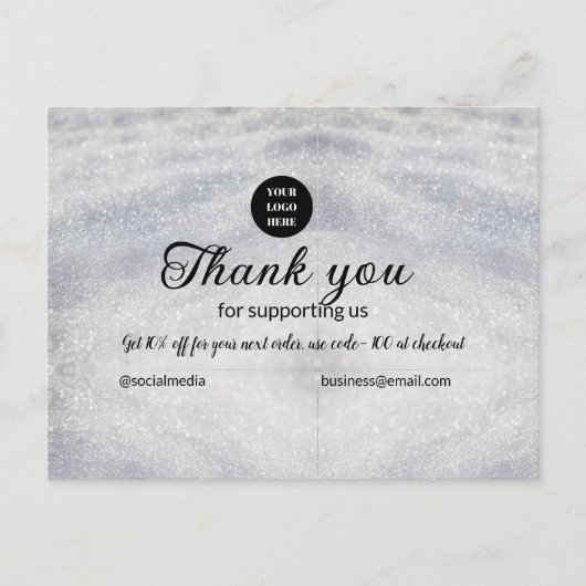 Carte Postale paillette bleue ajouter texte de logo merci de la (Devant)