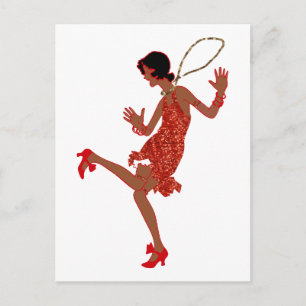 Carte Postale paillette noire rouge