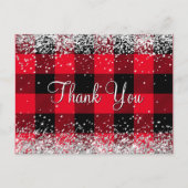 Carte Postale Paillettes Argentées Brillantes Plaid Rouge Buffle (Devant)