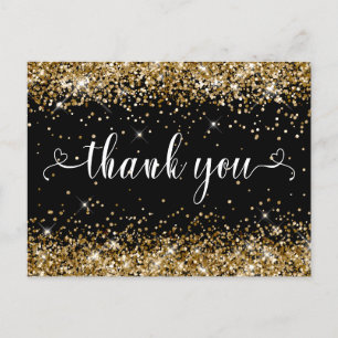 Carte Postale Paillettes dorées et cœurs de Sweet 16 Merci