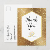 Carte Postale Paillettes dorées Logo Merci Entreprise (Devant / Derrière)