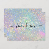 Carte Postale Paillettes élégantes holographiques Merci (Devant / Derrière)