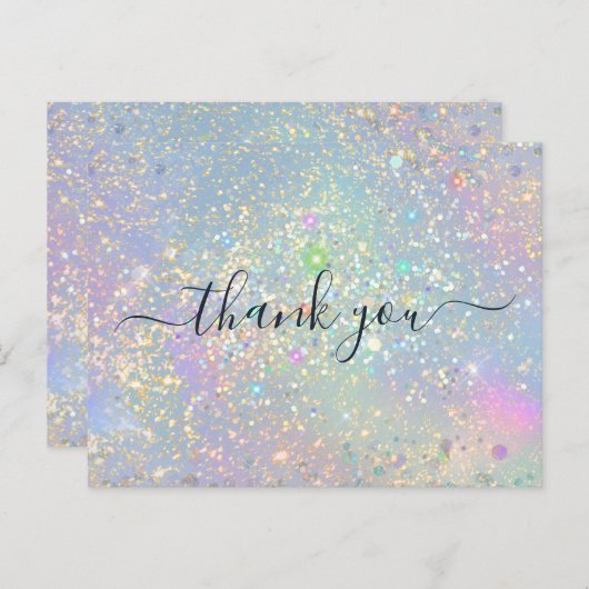 Carte Postale Paillettes élégantes holographiques Merci (Devant / Derrière)