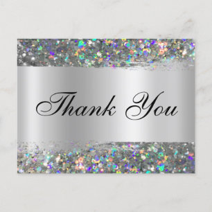 Carte Postale Paillettes holographiques bordure argent dégradé M