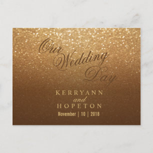 Carte Postale Paillettes Marron et Or - RSVP