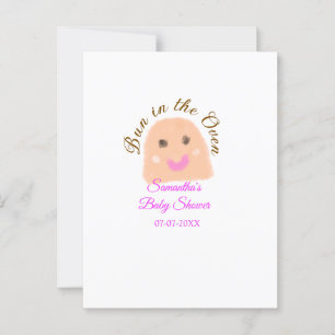 Carte Postale Pain dans le four beige boulette baby shower rose 