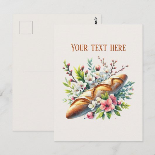 Carte Postale Pain de boulangerie ajouter un message nom de l'en (Devant / Derrière)
