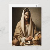 Carte Postale Pain de rupture : le moment sacré de Jésus (Devant / Derrière)