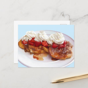 Carte Postale Pain Sucré Aux Fraises Et À La Crème
