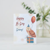 Carte Postale Paint cute owl Happy birthday Postcard (Debout devant)