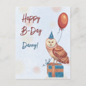 Carte Postale Paint cute owl Happy birthday Postcard (Devant)