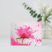 Carte Postale Paint Splatter Abstrait Fleur Rose (Debout devant)
