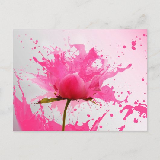 Carte Postale Paint Splatter Abstrait Fleur Rose (Devant)