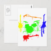 Carte Postale Paint Splatter Instruments de musique Band Graffit (Devant / Derrière)