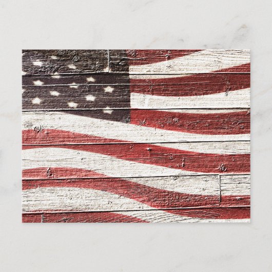 Carte Postale Painted American Flag on Rustic Wood Texture (Devant)