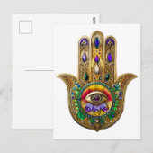 Carte Postale Painted Gold Hamsa Amethyst Ruby Third Eye (Devant / Derrière)