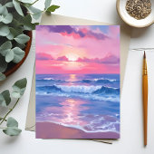 Carte Postale Painted Pink Ocean | Coastal Watercolor Pastel