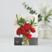 Carte Postale Painted Red Roses on Black and White Background (Debout devant)