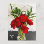 Carte Postale Painted Red Roses on Black and White Background (Devant)