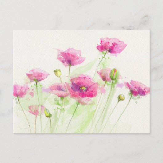 Carte Postale Painted watercolor poppies 3 (Devant)