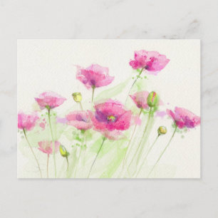 Carte Postale Painted watercolor poppies 3