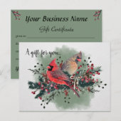 Carte Postale Paire aquarelle des cardinaux Design de Noël (Devant / Derrière)