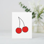 Carte Postale Paire de cerises rouges. Black Outline. (Debout devant)