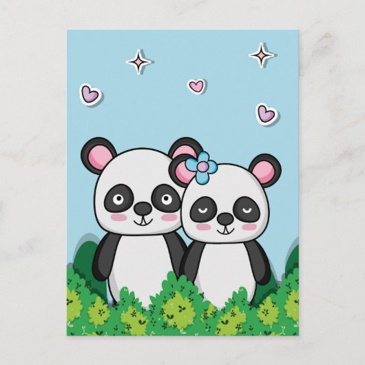 Carte Postale Paire de pandas (Devant)