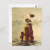 Carte Postale PAIRE de SEAGULLS par SHARON SHARPE (Devant / Derrière)