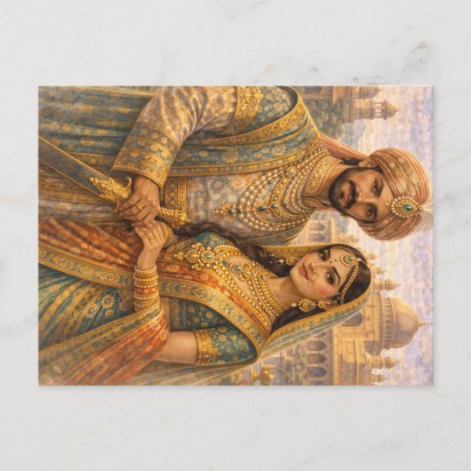 Carte Postale Paire moghole bleu-or (Devant)